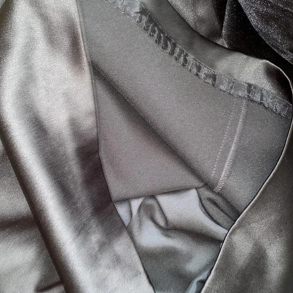 BCBG black satin yellow vintage 1950’s style bow detail cocktail dress - Picture 15 of 17